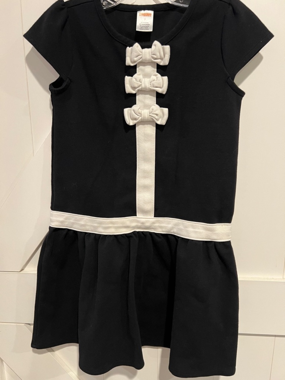 Gymboree Black Dress with White Bows and Trim
